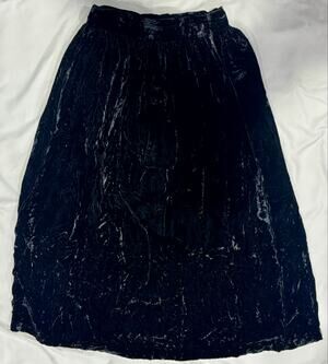 Black Crushed Velvet Midi Skirt Dark Romantic Whimsigoth XS